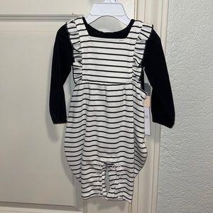 Black/white infant girls romper 2 piece set, Pastourelle by Pippa and Julie, 9M